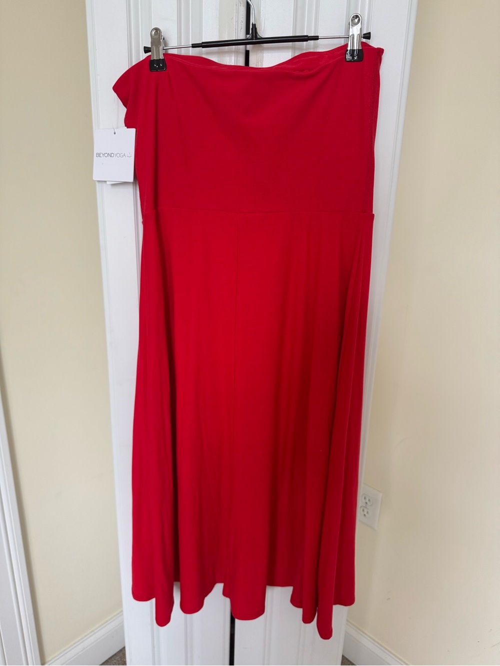 Beyond Yoga Strapless Vibrant Red Midi Dress